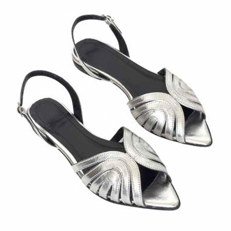 Sandale - Sandale din piele naturala cu bareta la spate Ruby Silver