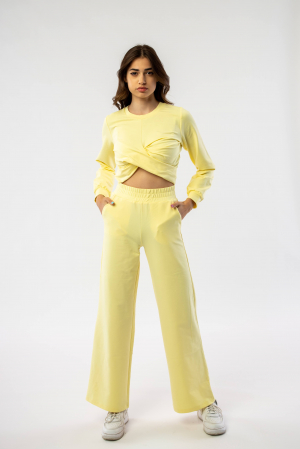 Set sport cu pantaloni si bluza din bumbac galben Upway [1]
