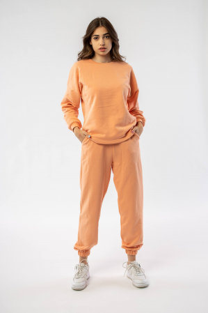 Set sport cu pantaloni si bluza din bumbac roz somon Oxyma [0]
