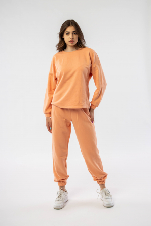 Set sport cu pantaloni si bluza din bumbac roz somon Oxyma [1]