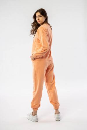 Set sport cu pantaloni si bluza din bumbac roz somon Oxyma [3]