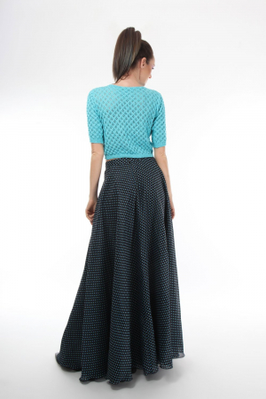 Top dama tricotat turcoaz si maneci trei sferturi [2]