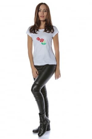 Tricou alb din bumbac cu broderie traditionala Floare Romaneasca [1]