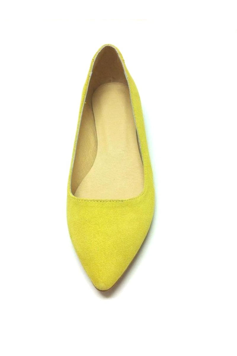 Balerini Piele Intoarsa Shiny Yellow 37, galben
