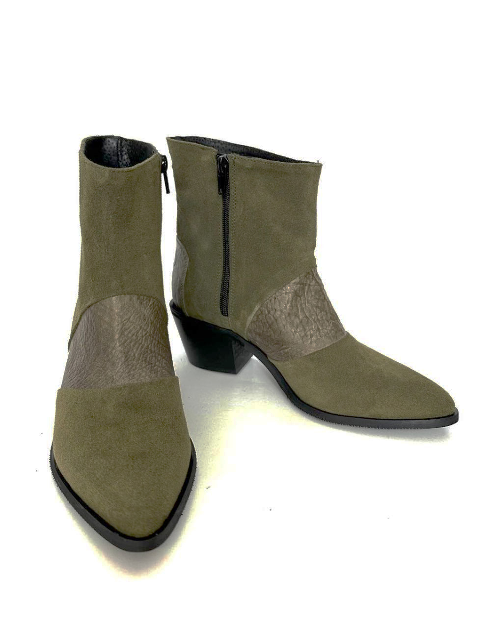 Ciocate dama din piele intoarsa Green Quinn cu insertie bronz, 40 40, verde