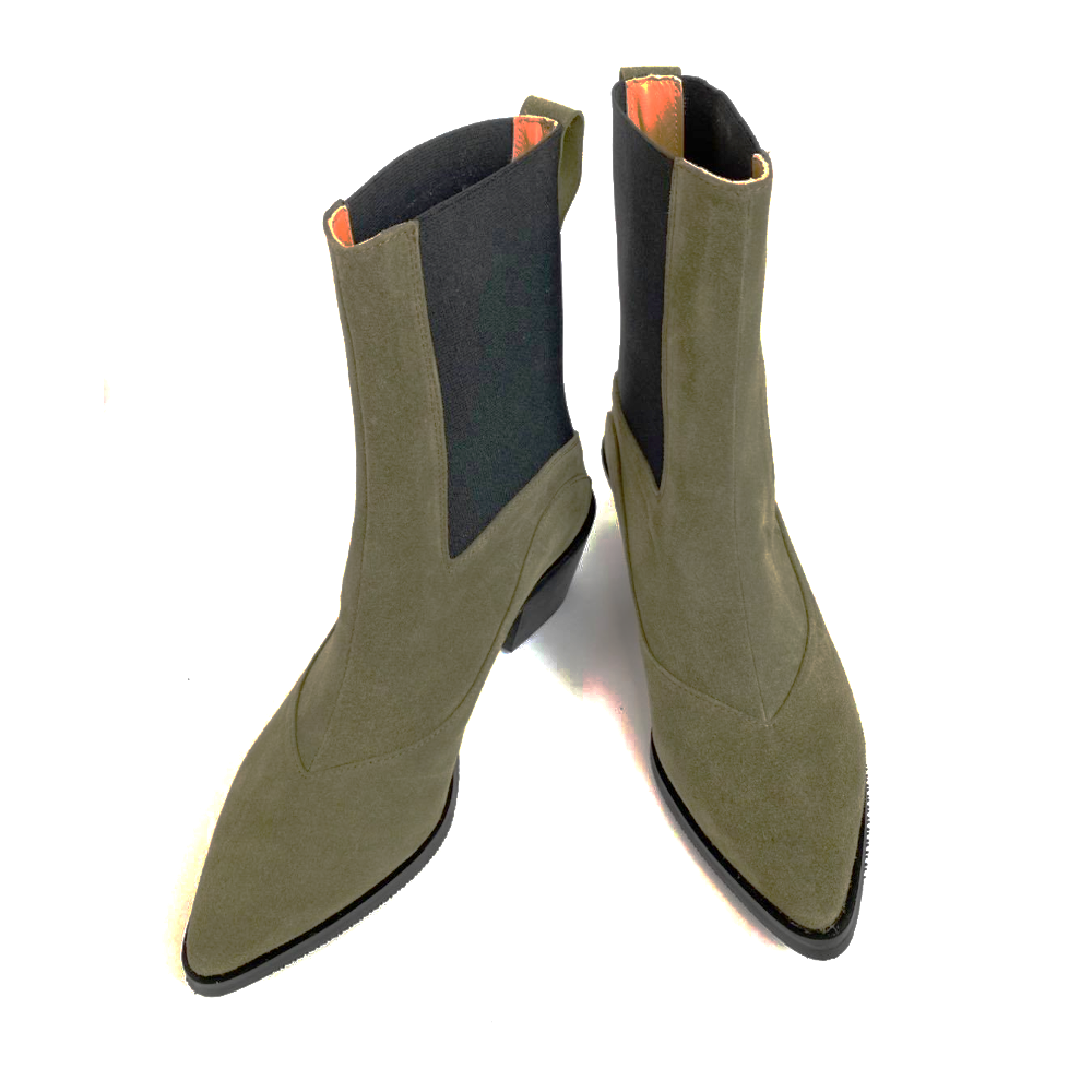 Ciocate dama din piele intoarsa verde kaki Cher 35, verde