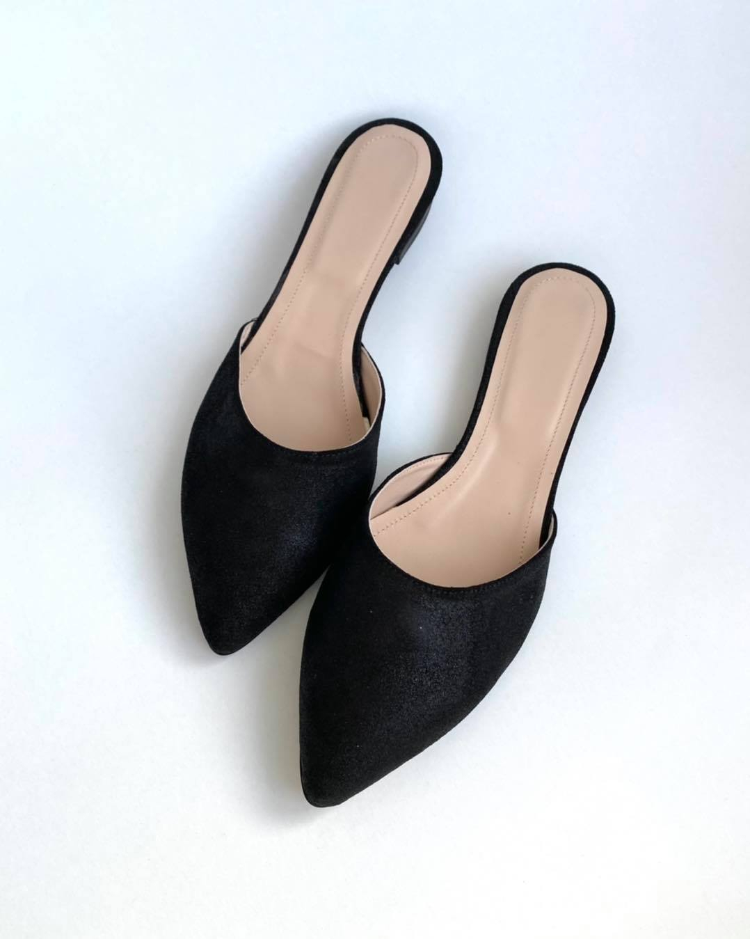 Saboti dama din piele intoarsa Calista Black 41, negru