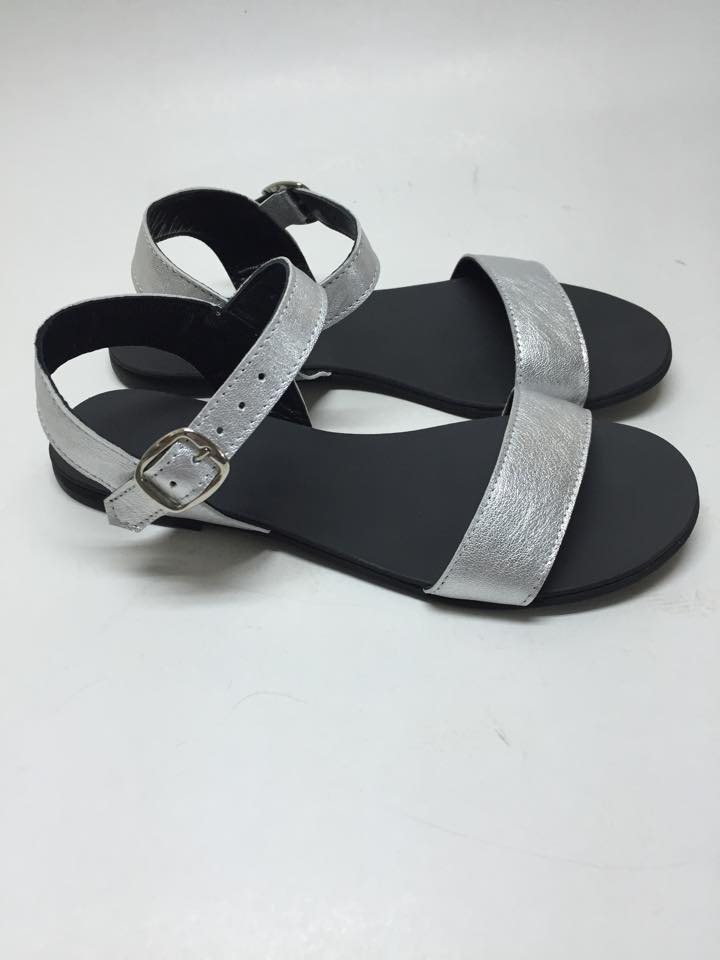 Sandale de dama din piele Silver Fanny 35, argintiu