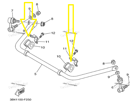 BUCSA BARA STABILIZATOARE SPATE YAMAHA GRIZZLY  550 / 700 2007-2012 [3]