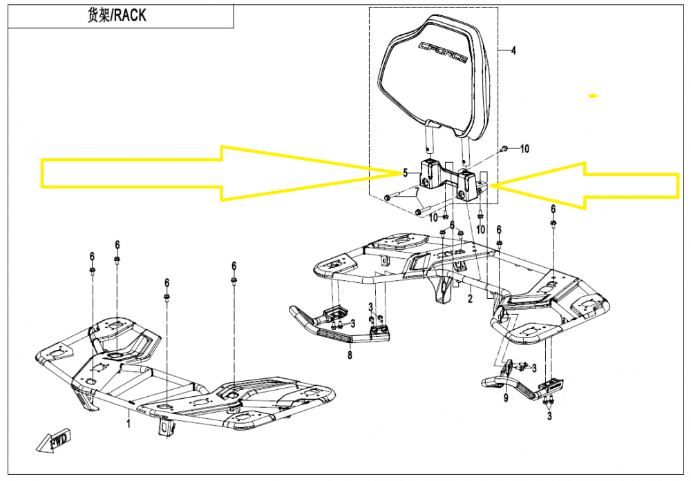 SUPORT SCAUN PASAGER CFMOTO CFORCE X4 / X5 2022-2025 [3]