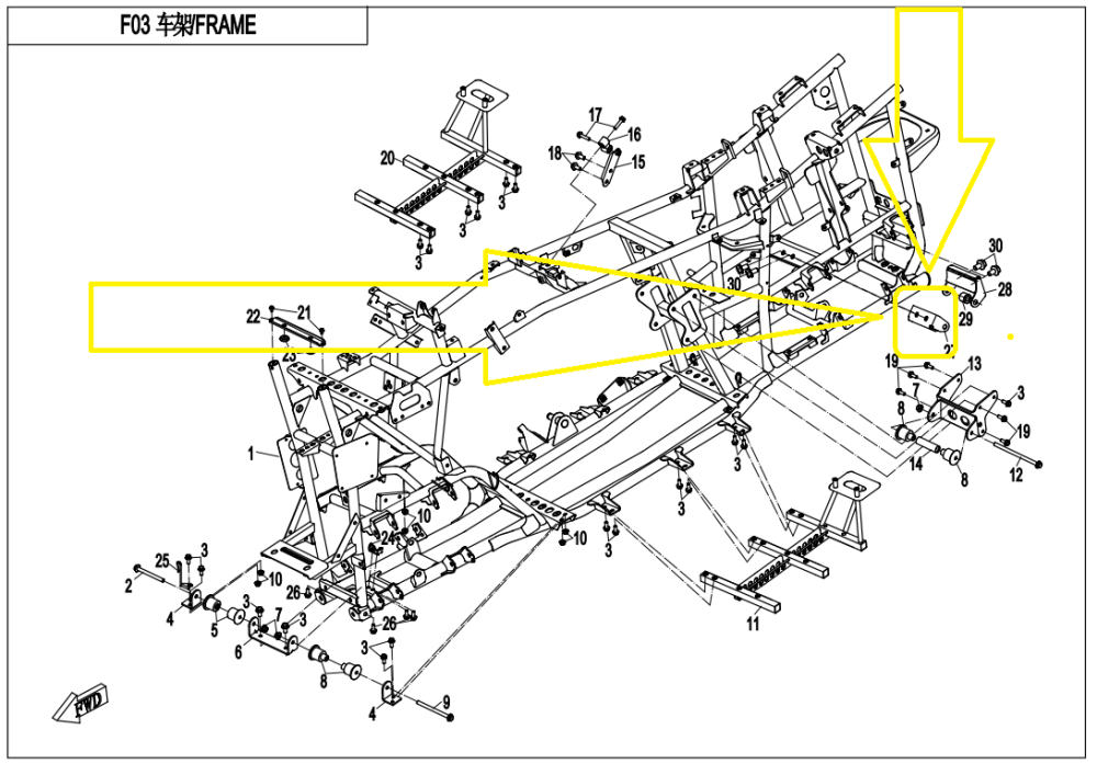 PRINDERE DIFERENTIAL SPATE CATRE MOTOR CFMOTO 820 2016-2019 [2]