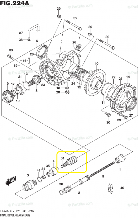 PINION CUPLAJ CARDAN SPATE SUZUKI LT-A KING-QUAD  750 2012 -> / LT-A500 2019-> [3]