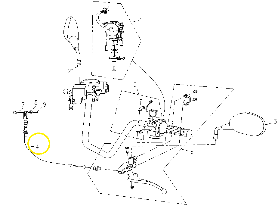 CABLU FRANA MANA - FRANA SPATE PICIOR CFMOTO 500 2011-2016 [4]