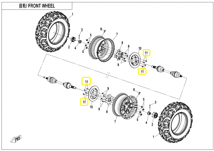 SURUB PRINDERE HAND-GUARD / DISC FRANA CFMOTO 400/450/500/520/550/625/800/820/850/1000 [4]