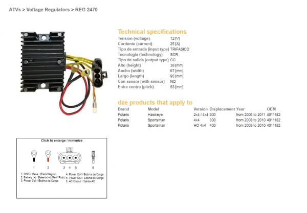 RELEU INCARCARE / REGULATOR DE TENSIUNE DZE POLARIS SPORTSMAN 300/400 '08 -'10, HAWKAYE 300 '06 -'11 (4011182) [1]