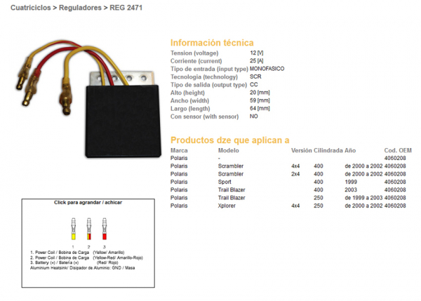 RELEU INCARCARE / REGULATOR DE TENSIUNE DZE POLARIS SCRAMBLER 400 00-02, TRAIL BLAZER 250/400 (4060208) [1]