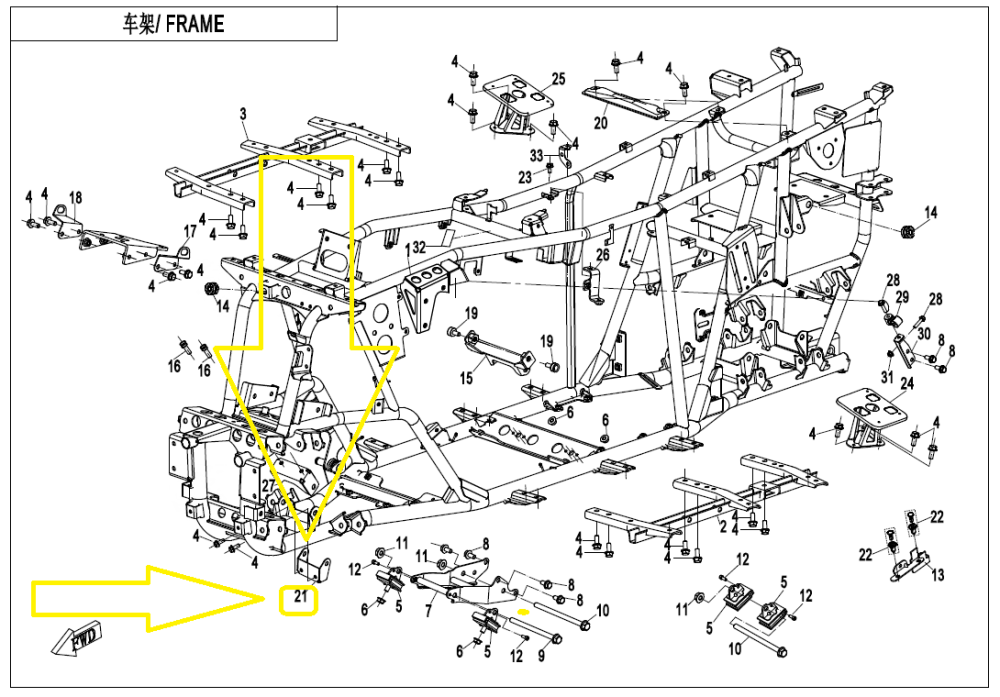 SUPORT INFERIOR GRUP FATA CFMOTO CFORCE 400/450/520/550 2016-2023 [3]