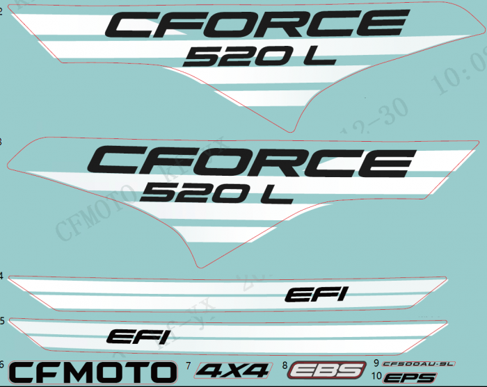 SET STICKERE CFMOTO CFORCE CF500AU-9L [2]