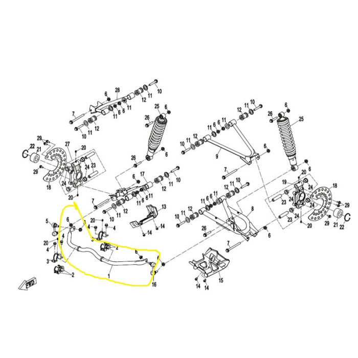 BARA STABILIZATOARE SPATE CFMOTO 400 / 450 / 500 / 520 / 550 / 600 / 625 / 800 2007- 2023 [5]