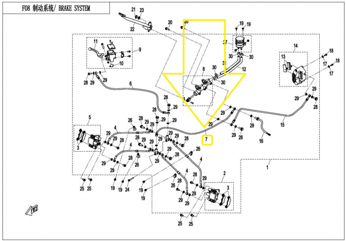 CONDUCTA FRANA POMPA FRANA PICIOR SPATE -> REPARTITOR FATA CFMOTO 800 2012-2017 [2]