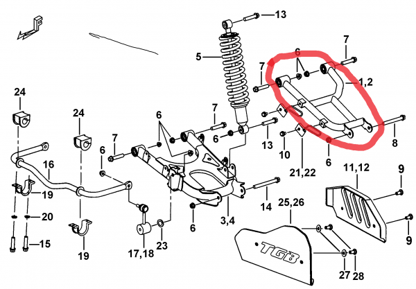 BRAT SPATE SUPERIOR DREAPTA TGB BLADE 1000 OEM: 511454 [1]