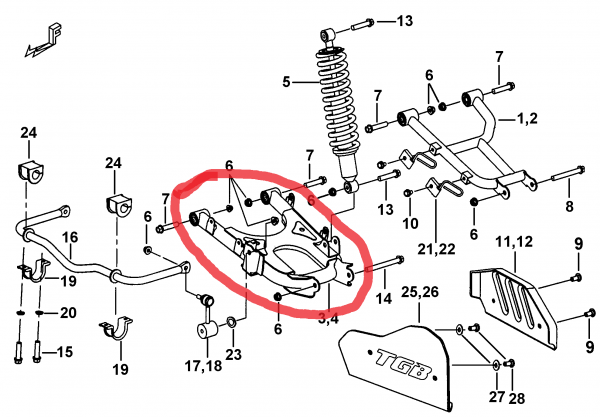 BRAT SPATE INFERIOR DREAPTA TGB BLADE 1000 OEM: 511435 [1]