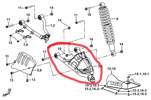 BRAT FATA INFERIOR DREAPTA TGB BLADE 1000 OEM: 516363 [1]