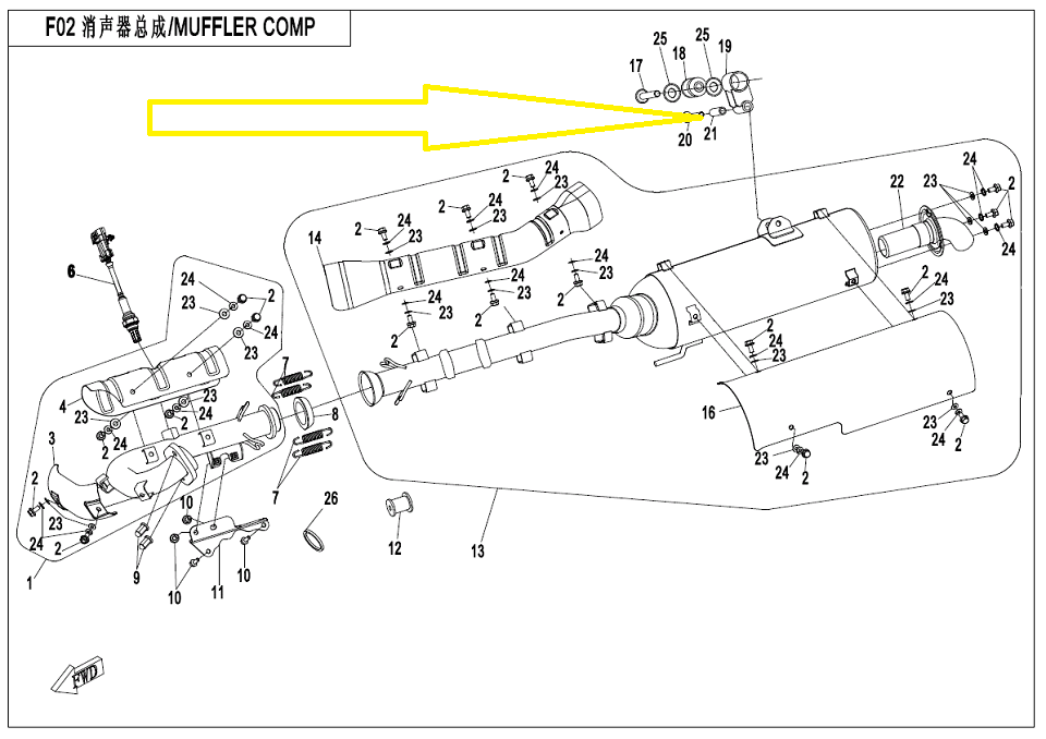 BOLT BUCSA SUPORT ESAPAMENT CFMOTO 400/450/550/625/800/850/1000 2016-> [2]