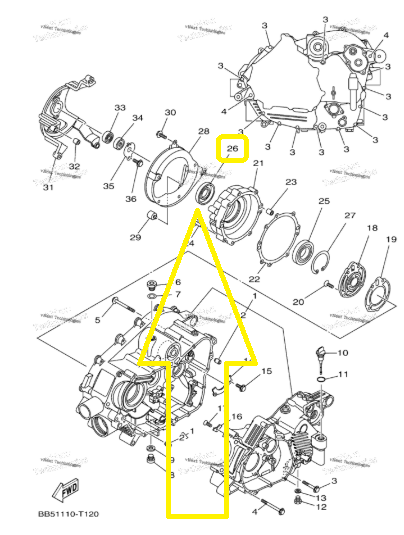 SIMERING AX OALA AMBREIAJ YAMAHA KODIAK 400 , 450 / BRUIN 350 / GRIZZLY 350 , 400 , 450 2000->2025 [2]