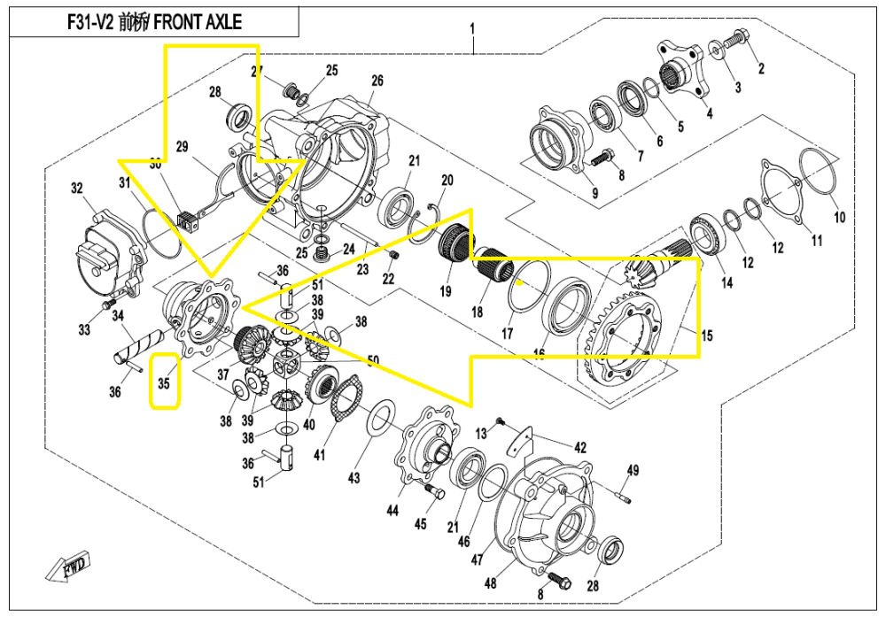 CARCASA SATELITI GRUP FATA CFMOTO ATV / SSV / UTV 400/450/550/625/850/1000 2016-2025 [3]