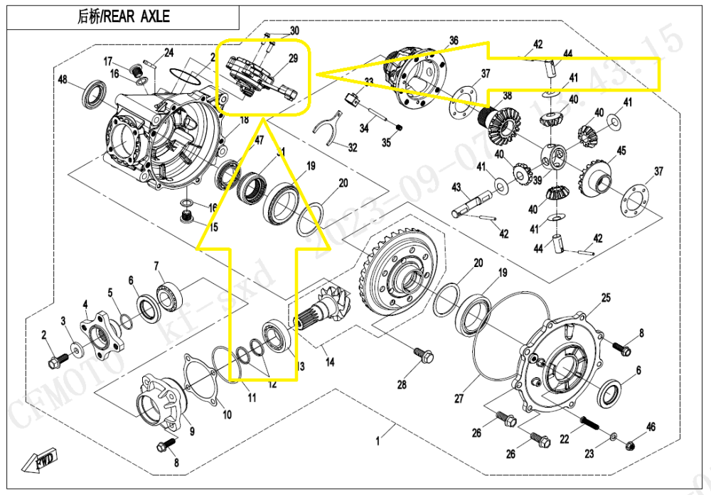MOTORAS ACTIONARE DIFERENTIAL SPATE CFMOTO CFORCE 850/1000 GEN3 , UFORCE U10 ,U10XL  2024-2027 [3]