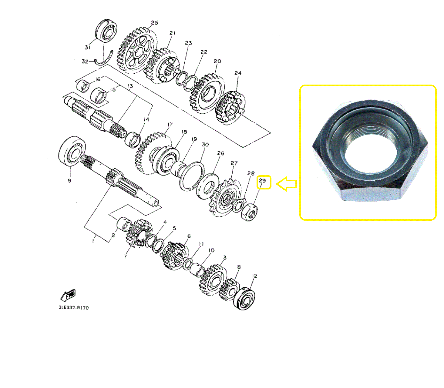 PIULITA PINION TRANSMISIE YAMAHA YZF1000 / YZF-R 6 97-05 [2]