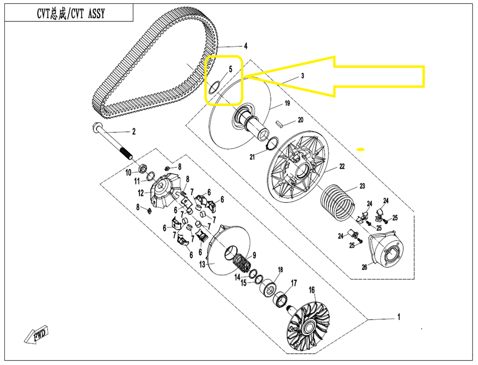 SAIBA AX VARIATOR SECUNDAR CFMOTO 400/450/520/550/625/850/1000 2016-2024 [2]