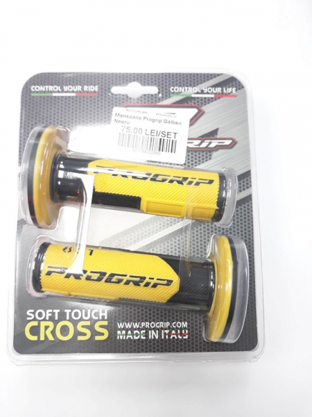 Mansoane moto  Progrip Galben-Negru , mansoane ghidon moto [2]