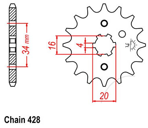 PINION FATA YAMAHA DT 125 / SR 125 / RS 125  / XT 125 / RIEJU 125 [2]