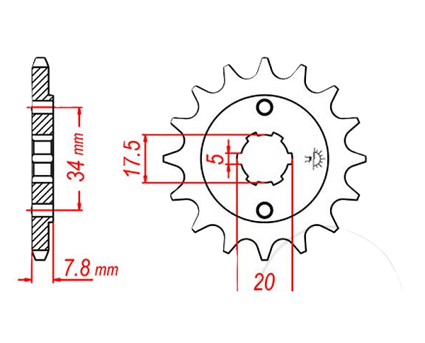 PINION ATAC HONDA CRF 150 ,230 / CRM 125 / NSR 125 / VT 125 / XL 125 / KYMCO MXU 50 [2]