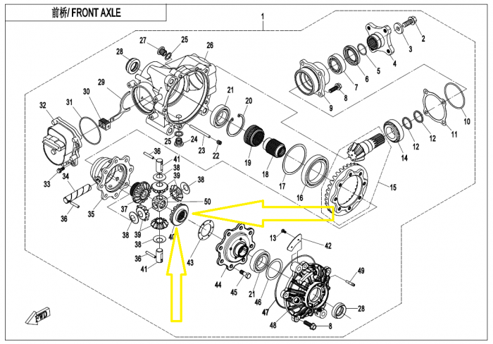 PINION DIFERENTIAL FATA CFMOTO ATV/SSV/UTV 2007-2023 [3]