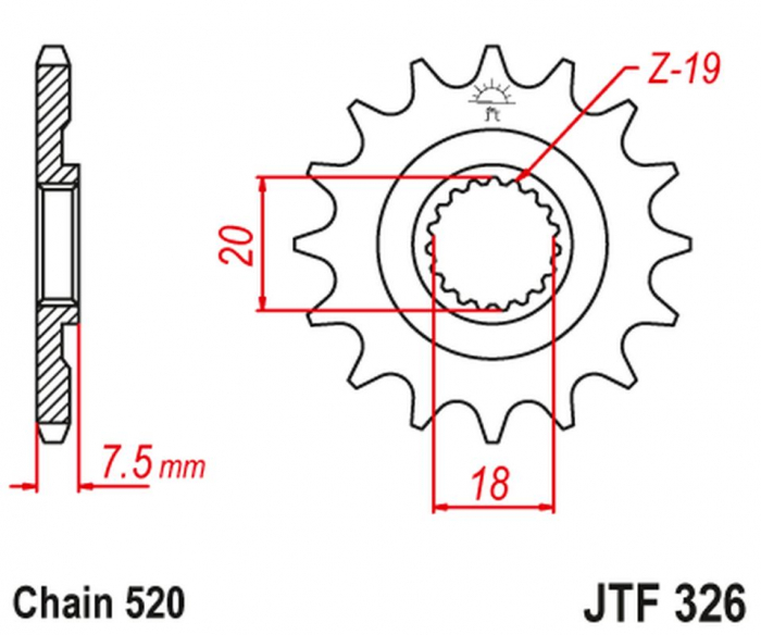 PINION FATA HONDA CR 125 '87 -'03 PAS LANT 520 [1]