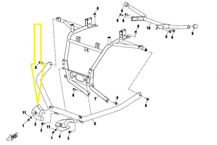 TAMPON DREAPTA BULBAR FATA CF MOTO 500/600 14-20 [2]