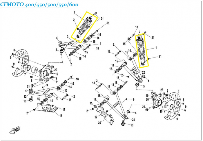 AMORTIZOR FATA CF MOTO CF500AU-7S / CForce 500 S / 520 S   [3]