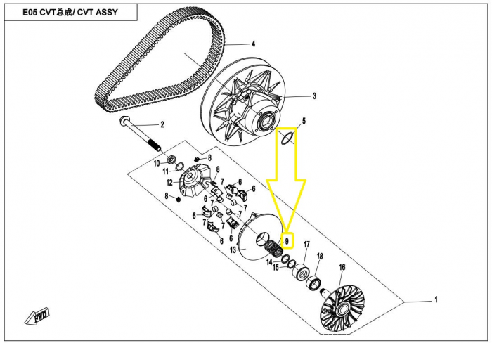 ARC VARIATOR PRINCIPAL CFMOTO 400/450/520/550 2015-2024 [2]