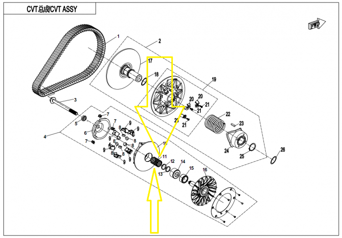 ARC VARIATOR PRINCIPAL CFMOTO ATV/UTV/SSV 850,1000 2018-2025 [2]
