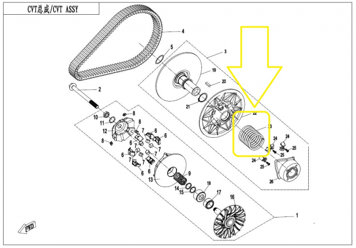 ARC VARIATOR SECUNDAR CFMOTO ATV/UTV/SSV 400/450/520/550/850/1000 2016-2023 [2]