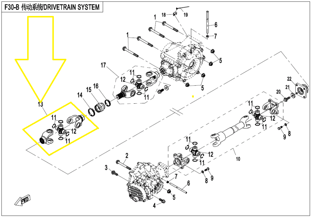 ARTICULATIE CARDAN SPATE ( MOTOR ) CFMOTO UFORCE 800 2018-2021 [4]