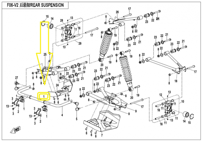 BARA STABILIZATOARE CFMOTO 400/450/500/520/550 2015-2022 [2]