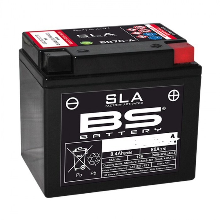 BATERIE BS BB7C-A (YB7C-A) 12V 8.4AH 129X89X114 FĂRĂ ÎNTREȚINERE - INUNDAT 80A [1]