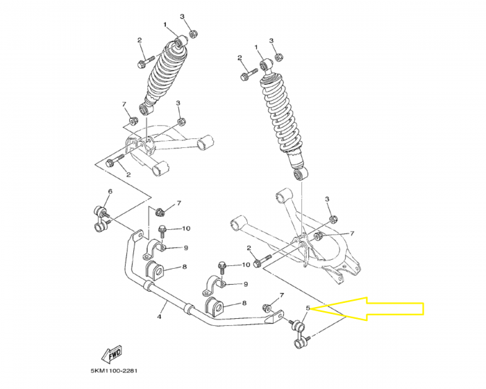 BIELETA ANTIRULIU SPATE GRIZZLY STANGA 550 660 700 2007-2023 [2]