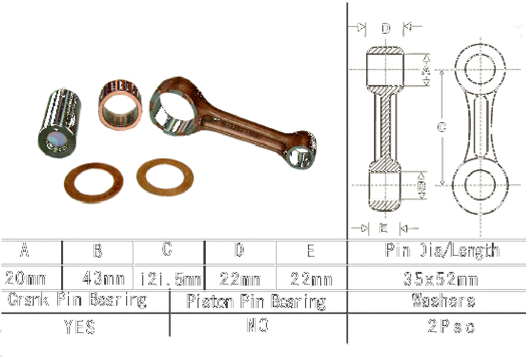 KIT BIELA YAMAHA YFM 400/450 KODIAK GRIZZLY, RHINO '00-'14, WOLVERINE 450 '06-'10 YFM400/450  JAPONIA [3]