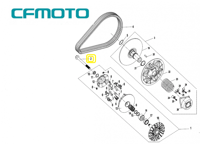 BOLT AX VARIATOR CFMOTO 400/500/625/800/850/1000 2015=> [2]