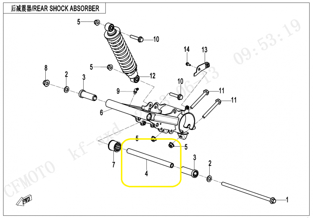 BOLT BUCSA BRAT FATA CFMOTO ZFORCE 950 / 1000 , BASCULA SPATE CFMOTO 110 [3]
